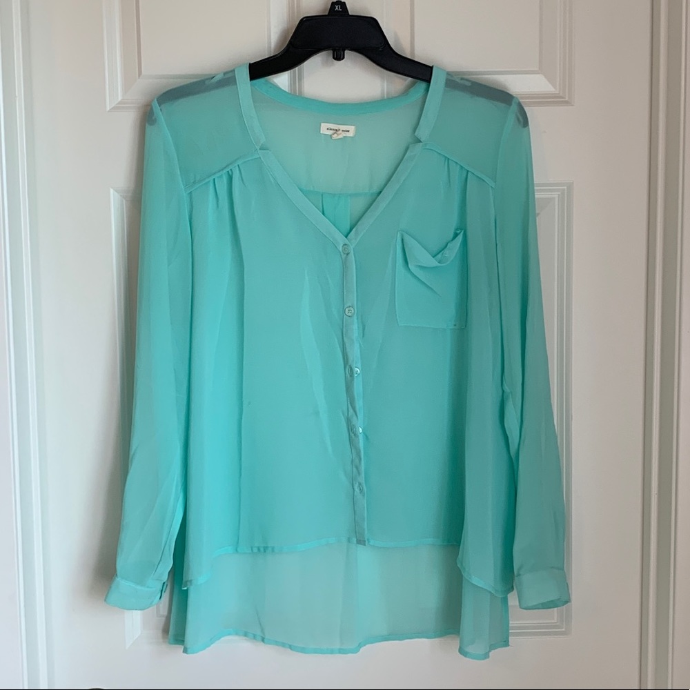 mint Colored Sheer Blouse
